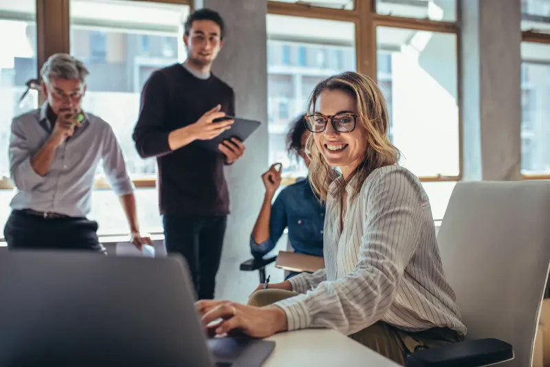 Business professional reviewing digital marketing proposal checklist before signing contract